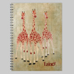 Red Rose Giraffes Personalized Notebook notebooks
