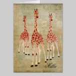 Red Rose Giraffes Personalized Notecard cards