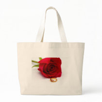 Red Rose & Gold Diamond Ring Canvas Bag
