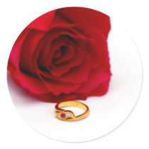 Red Rose & Gold Diamond Ring