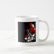 Red Rose Heart Stencil Mug