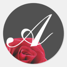 red rose initial sticker