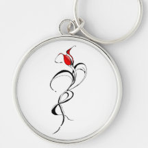 Red Rose Lady Tribal Tattoo for Valentines Day Keychain