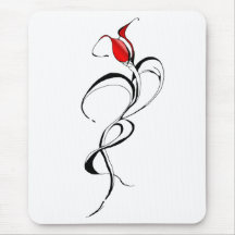 Red Rose Lady Tribal Tattoo for Valentines Day Mouse Pads