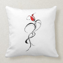 Red Rose Lady Tribal Tattoo for Valentines Day Throw Pillow