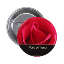 Red rose maid of honour wedding pin