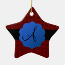 Red rose monogram christmas ornament