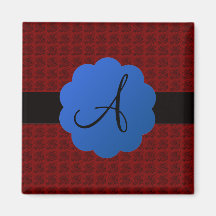 Red rose monogram magnets