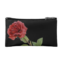 Red Rose on Black Cosmetics Bags
