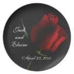 Red Rose on Black Plate- personalize