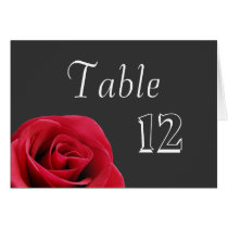 Red Rose on grey Table Number Cards
