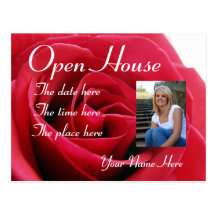 red rose,open house postcard