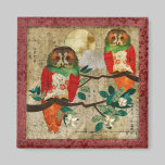 Red Rose Owls Full Moon Magnet magnets