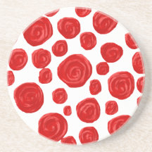 Red Rose Pattern. Beverage Coasters