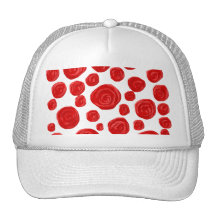 Red Rose Pattern. Hats