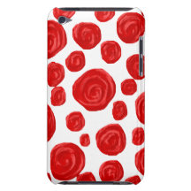 Red Rose Pattern on White. iPod Case-Mate Cases