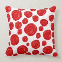 Red Rose Pattern on White. Pillows