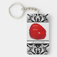 Red Rose Petal Customized Wedding Announcement