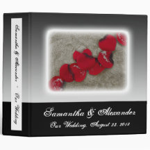 Red Rose Petals on Sand Beach Wedding 3 Ring Binder