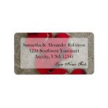 Red Rose Petals on Sand Beach Wedding Personalized Address Label