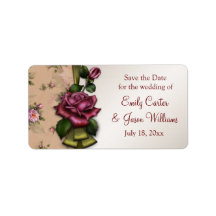 Red Rose Save The Date Postage Custom Address Label