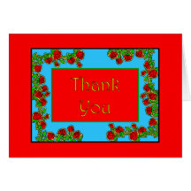 Red Rose Thank You Note Card