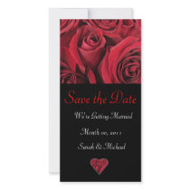 Red Rose Wedding Announcement Card Photo Greeting Card
