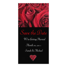 Red Rose Wedding Announcement Card Photo Greeting Card