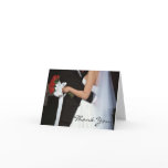 Red Rose Wedding Couple Thank You Note Card
