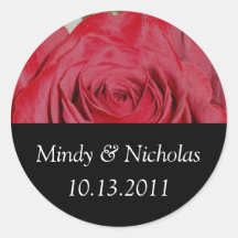 Red Rose Wedding Date Sticker
