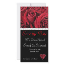 Red Rose Wedding Save the Date Card Photo Greeting Card