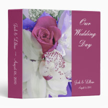 Red Rose & White Orchid Wedding Album Vinyl Binders