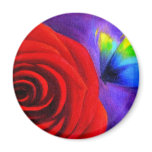 Red Rose With Butterfly Painting Art - Multi Magnet