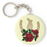 Red Roses and Gold Horse Shoes keychain