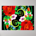 Red Roses & Flowering Vines Posters