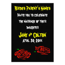Red Roses Goth Wedding invitation Card