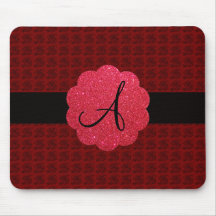 Red roses monogram mouse pads