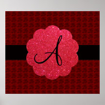 Red roses monogram print