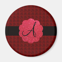 Red roses monogram refrigerator magnets