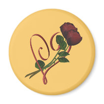 Red Roses Red Heart Flower Magnet