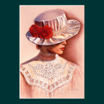 Red Roses Victorian Lady Elegant Decor Art Poster posters