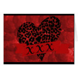 Red Roses & XXX Leopard, blank greeting Card