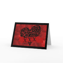 Red Roses & XXX Leopard, Valentine's Day Card