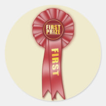 red rosette first prize sticker