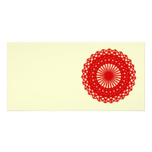 Red Round Lace Pattern Graphic. Photo Cards