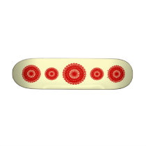 Red Round Lace Pattern Graphic. Custom Skateboard
