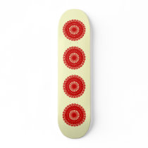 Red Round Lace Pattern Graphic. Skateboard Decks