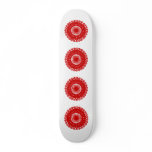Red Round Lace Pattern Graphic. Custom Skate Board