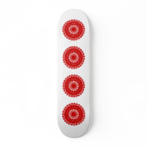 Red Round Lace Pattern Graphic. Custom Skate Board