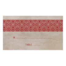 Red Rustic Lace Wedding Place Card Business Card